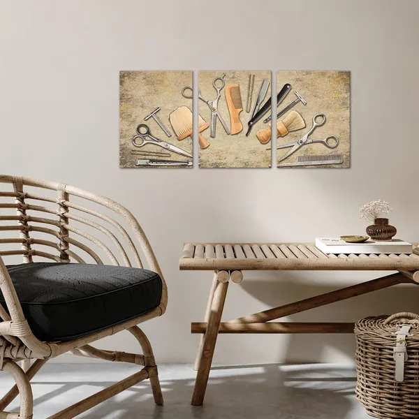 Multicolor_Barber_Canvas_Wall_Art_Hair_Salon_Artwork_Painting_Prints_Vintage_Haircut_Tools_Picture_Black_Barber_Shop_Pictures_Fashion_Beauty_Salon_Decor_|_For_Hair_Stylist_12"x16"x3pcs_(Beige)