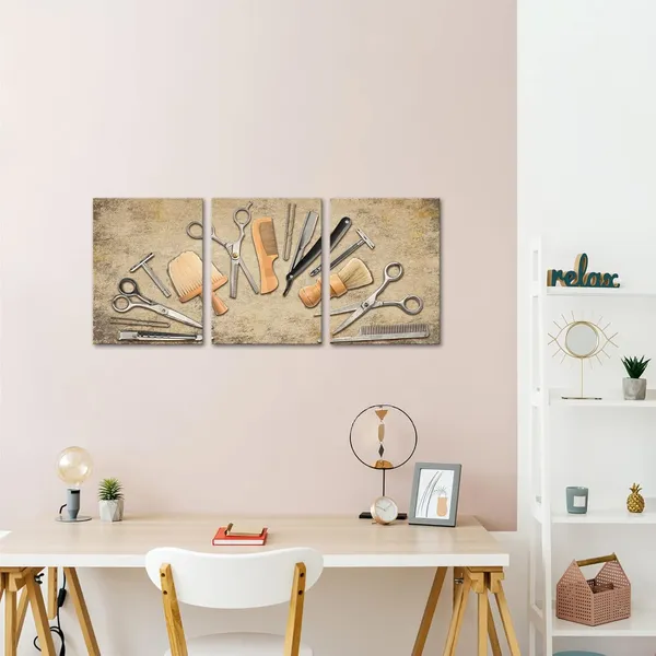 Multicolor_Barber_Canvas_Wall_Art_Hair_Salon_Artwork_Painting_Prints_Vintage_Haircut_Tools_Picture_Black_Barber_Shop_Pictures_Fashion_Beauty_Salon_Decor_|_For_Hair_Stylist_12"x16"x3pcs_(Beige)