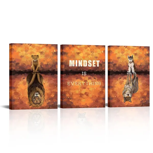 Multicolor_Mindset_Canvas_Inspirational_Wall_art_Painting_Mindset_is_Everything_Art_Prints_Motivational_Entrepreneur_Posters_Framed_Animal_Painting_|_For_Office_Gym_Decor_(Small)