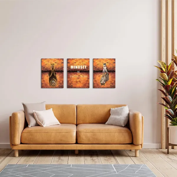 Multicolor_Mindset_Canvas_Inspirational_Wall_art_Painting_Mindset_is_Everything_Art_Prints_Motivational_Entrepreneur_Posters_Framed_Animal_Painting_|_For_Office_Gym_Decor_(Small)