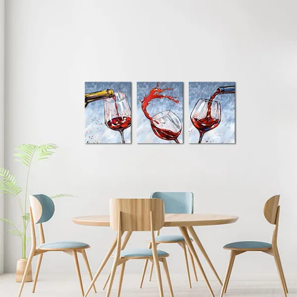 Multicolor_Dining_Room_Kitchen_Wall_Art_Red_Wine_Wall_Art_|_For_Wine_Cellar_Grape_Wine_Glass_Painting_Picture_Wine_Canvas_Vintage_Red_Prints_Framed_Giclee_Modern_Wall_Decor_(Small)