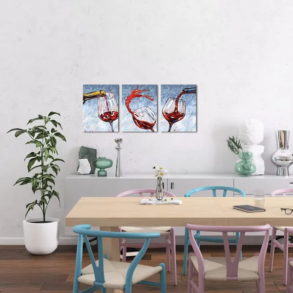 Multicolor_Dining_Room_Kitchen_Wall_Art_Red_Wine_Wall_Art_|_For_Wine_Cellar_Grape_Wine_Glass_Painting_Picture_Wine_Canvas_Vintage_Red_Prints_Framed_Giclee_Modern_Wall_Decor_(Small)