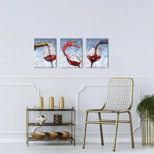 Multicolor_Dining_Room_Kitchen_Wall_Art_Red_Wine_Wall_Art_|_For_Wine_Cellar_Grape_Wine_Glass_Painting_Picture_Wine_Canvas_Vintage_Red_Prints_Framed_Giclee_Modern_Wall_Decor_(Small)
