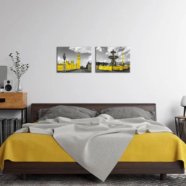 Multicolor_European_City_Wall_Art_Canvas_Black_White_Mediterranean_Architecture_Picture_Prints_Framed_Cityscape_Artwork_|_For_Home_Decor_(yellow,_small)