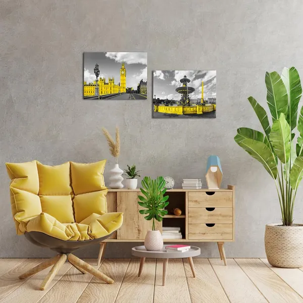 Multicolor_European_City_Wall_Art_Canvas_Black_White_Mediterranean_Architecture_Picture_Prints_Framed_Cityscape_Artwork_|_For_Home_Decor_(yellow,_small)