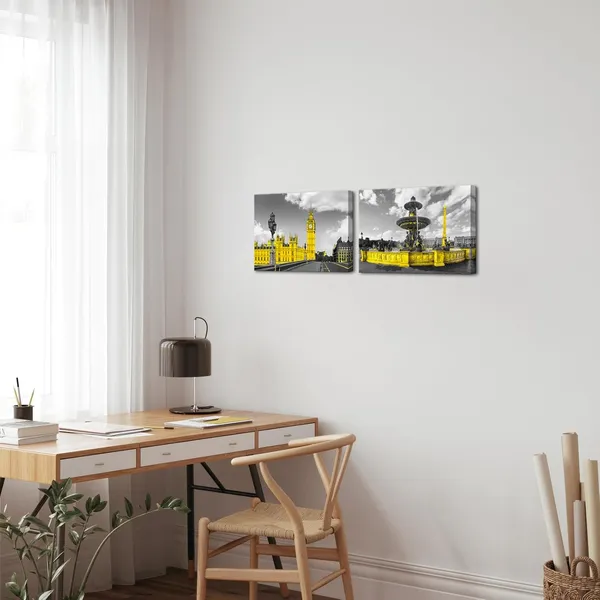 Multicolor_European_City_Wall_Art_Canvas_Black_White_Mediterranean_Architecture_Picture_Prints_Framed_Cityscape_Artwork_|_For_Home_Decor_(yellow,_small)