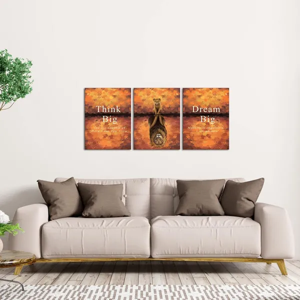 Multicolor_Mindset_Wall_Art_Inspirational_Artwork_Canvas_Painting_Think_Big_Dream_Big_Wall_Art_Entrepreneur_Quote_Wall_Picture_Framed_Motivational_Animal_Artwork_|_For_Office_Gym_Decor_(Small)