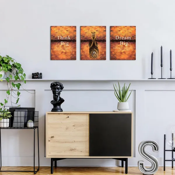 Multicolor_Mindset_Wall_Art_Inspirational_Artwork_Canvas_Painting_Think_Big_Dream_Big_Wall_Art_Entrepreneur_Quote_Wall_Picture_Framed_Motivational_Animal_Artwork_|_For_Office_Gym_Decor_(Small)