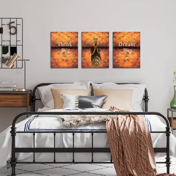 Multicolor_Mindset_Wall_Art_Inspirational_Artwork_Canvas_Painting_Think_Big_Dream_Big_Wall_Art_Entrepreneur_Quote_Wall_Picture_Framed_Motivational_Animal_Artwork_|_For_Office_Gym_Decor_(Small)