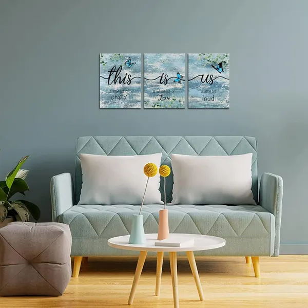 Multicolor_This_Is_Us_Wall_Art_Rustic_Farmhouse_Artwork_Teal_Butterfly_Inspirational_Canvas_Painting_Family_Signs_a_little_bit_of_crazy_Artwork_|_For_Farm_Home_Living_Room_Decor_12''x16''x3pcs