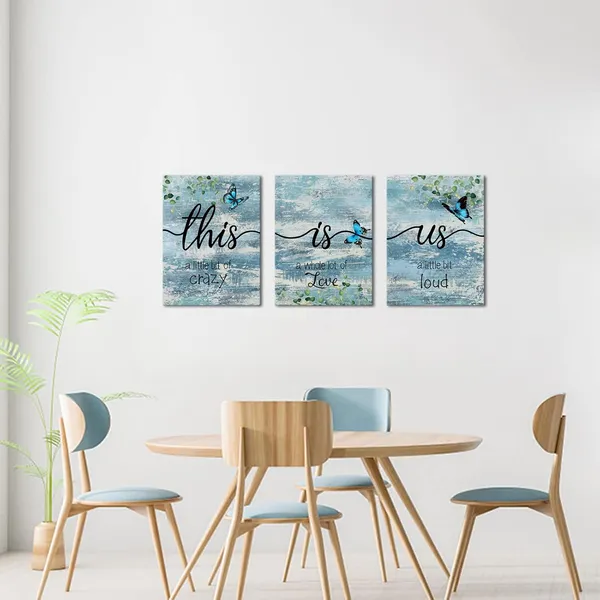 Multicolor_This_Is_Us_Wall_Art_Rustic_Farmhouse_Artwork_Teal_Butterfly_Inspirational_Canvas_Painting_Family_Signs_a_little_bit_of_crazy_Artwork_|_For_Farm_Home_Living_Room_Decor_12''x16''x3pcs