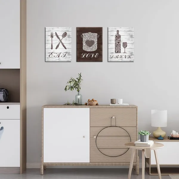 Multicolor_3_Panels_Rustic_Dining_Room_Canvas_Eat_Drink_Love_Wall_Art_Mosaic_Pattern_Prints_Poster_Kitchenware_Pictures_Vintage_Home_Kitchen_Restaurant_Cafe_Bar_Wall_Decor_12''x16''x3pcs