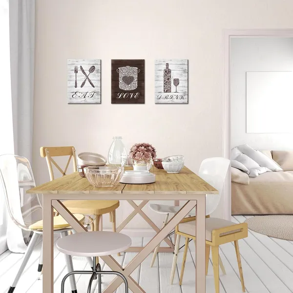 Multicolor_3_Panels_Rustic_Dining_Room_Canvas_Eat_Drink_Love_Wall_Art_Mosaic_Pattern_Prints_Poster_Kitchenware_Pictures_Vintage_Home_Kitchen_Restaurant_Cafe_Bar_Wall_Decor_12''x16''x3pcs