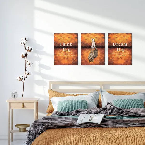 Multicolor_Inspirational_Artwork_Wall_Art_Think_Big_Dream_Big_Canvas_Entrepreneur_Quote_Wall_Picture_Wolf_Painting_Motivational_Animal_Artwork_|_For_Office_Gym_Decor_Framed_(Small)