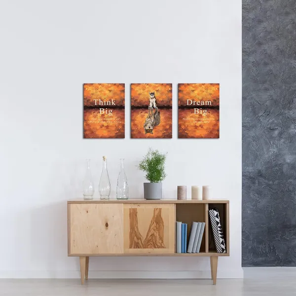 Multicolor_Inspirational_Artwork_Wall_Art_Think_Big_Dream_Big_Canvas_Entrepreneur_Quote_Wall_Picture_Wolf_Painting_Motivational_Animal_Artwork_|_For_Office_Gym_Decor_Framed_(Small)