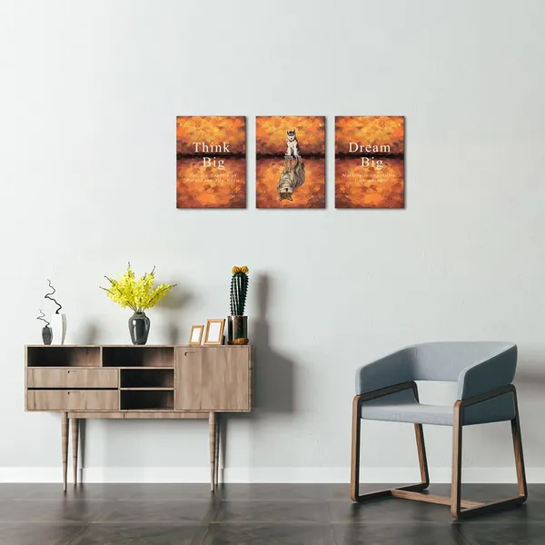 Multicolor_Inspirational_Artwork_Wall_Art_Think_Big_Dream_Big_Canvas_Entrepreneur_Quote_Wall_Picture_Wolf_Painting_Motivational_Animal_Artwork_|_For_Office_Gym_Decor_Framed_(Small)
