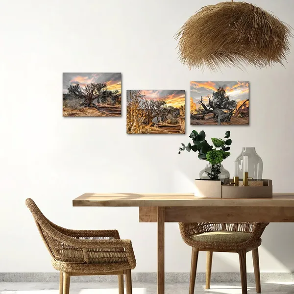 Multicolor_Black_and_White_Tree_Wall_Art_Canvas_Gold_Sunset_Landscape_Painting_Prints_on_Canvas_Tree_in_Sunrise_Pictures_Wall_Decor_Framed_12''x16''x3pcs