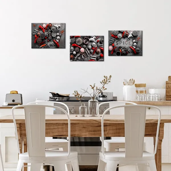 Multicolor_Spices_Seasoning_Spoon_Canvas_Wall_Art_Black_Red_Spices_and_Spoon_Painting_Kitchen_Pictures_Wall_Decor_12''x16''x3pcs