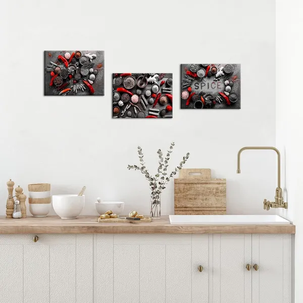 Multicolor_Spices_Seasoning_Spoon_Canvas_Wall_Art_Black_Red_Spices_and_Spoon_Painting_Kitchen_Pictures_Wall_Decor_12''x16''x3pcs
