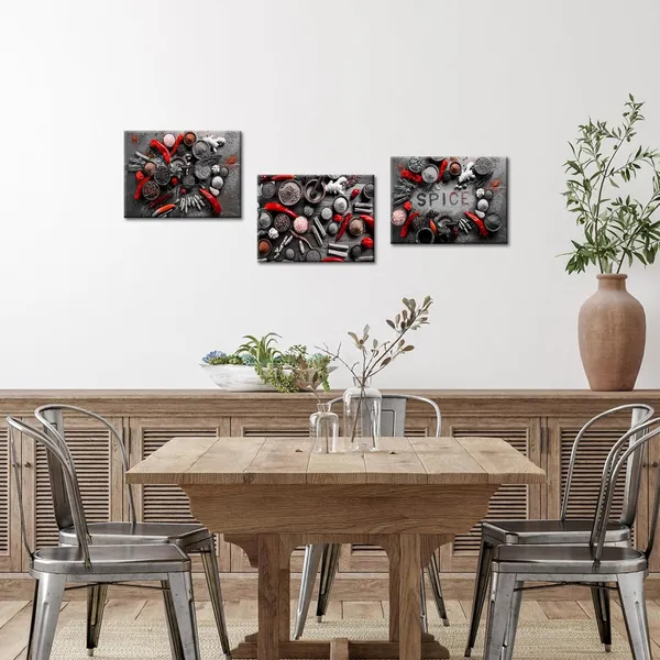 Multicolor_Spices_Seasoning_Spoon_Canvas_Wall_Art_Black_Red_Spices_and_Spoon_Painting_Kitchen_Pictures_Wall_Decor_12''x16''x3pcs