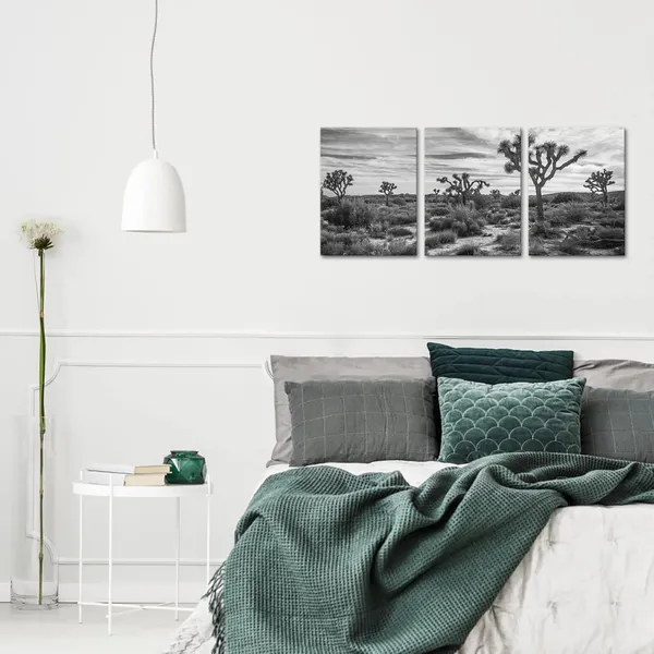 Multicolor_Black_White_Desert_Wall_Art_Joshua_Tree_on_Desert_Canvas_National_Park_Pictures_Cali|_Fornia_Nature_Scenery_Painting_Prints_|_For_Living_Room_Bedroom_Decor_Framed_(Small,_Black_White)