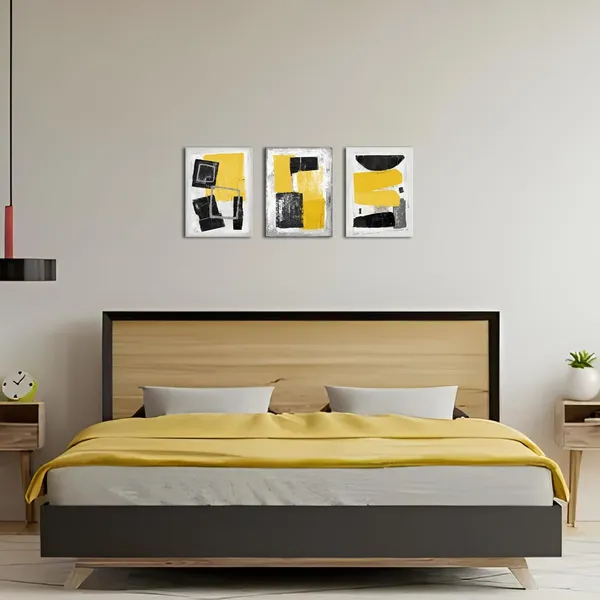 Multicolor_Abstract_Canvas_Wall_Art_Black_And_Yellow_Geometric_Painting_Minimalist_Canvas_Wall_Paintings_Framed_Home_Decor_|_For_Living_Room_Bedroom_Office_12''X16''X3pcs