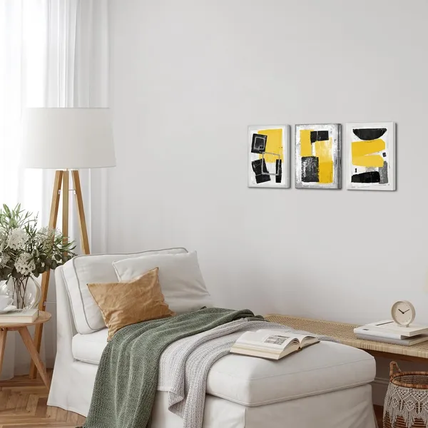 Multicolor_Abstract_Canvas_Wall_Art_Black_And_Yellow_Geometric_Painting_Minimalist_Canvas_Wall_Paintings_Framed_Home_Decor_|_For_Living_Room_Bedroom_Office_12''X16''X3pcs