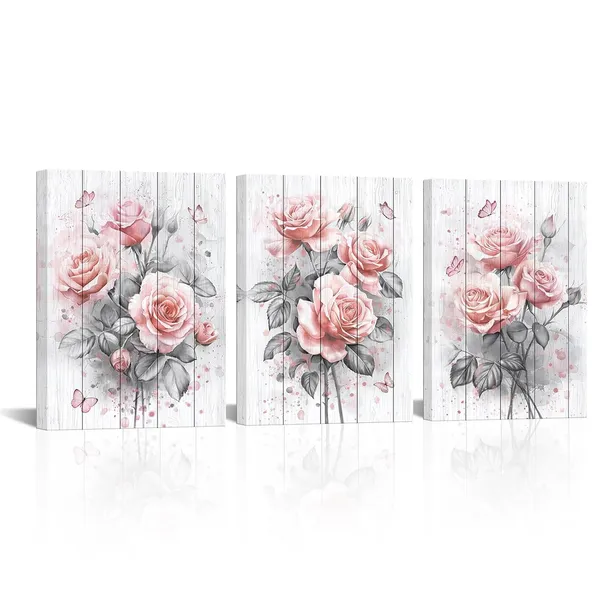 Multicolor_Pink_Flower_Wall_Art_Canvas_Grey_Pink_Picture_Prints_Rose_Floral_Paintings_|_For_Bedroom_Living_Room_Bathroom_Decor_(small)