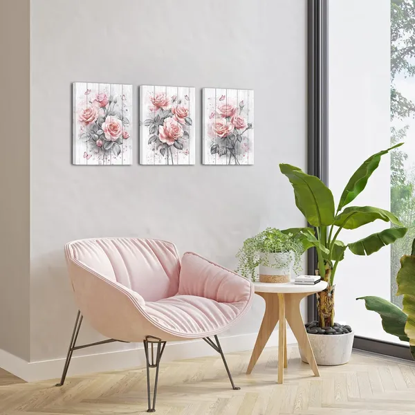Multicolor_Pink_Flower_Wall_Art_Canvas_Grey_Pink_Picture_Prints_Rose_Floral_Paintings_|_For_Bedroom_Living_Room_Bathroom_Decor_(small)