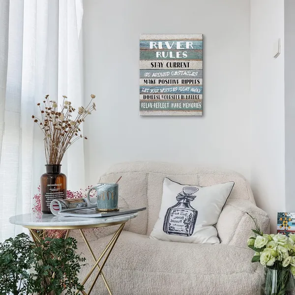 Multicolor_Funny_River_Rules_Inspirational_Quotes_Wall_Art,_Farmhouse_River_Lake_House_Sign_Print_Framed_Canvas_Painting_Artwork_Home_Room_Office_Decor(11x14_Inch)