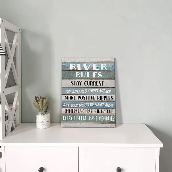 Multicolor_Funny_River_Rules_Inspirational_Quotes_Wall_Art,_Farmhouse_River_Lake_House_Sign_Print_Framed_Canvas_Painting_Artwork_Home_Room_Office_Decor(11x14_Inch)
