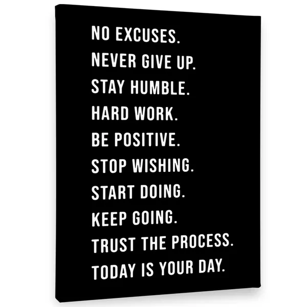 Multicolor_JW_No_Excuses_Never_Give_Up_Inspirational_Workout_Wall_Art,_Motivational_Inspirational_Print_Framed_Canvas_Painting_Artwork_Home_Gym_Yoga_Exercise_Fitness_Room_Office_Decor(11x14_Inch)