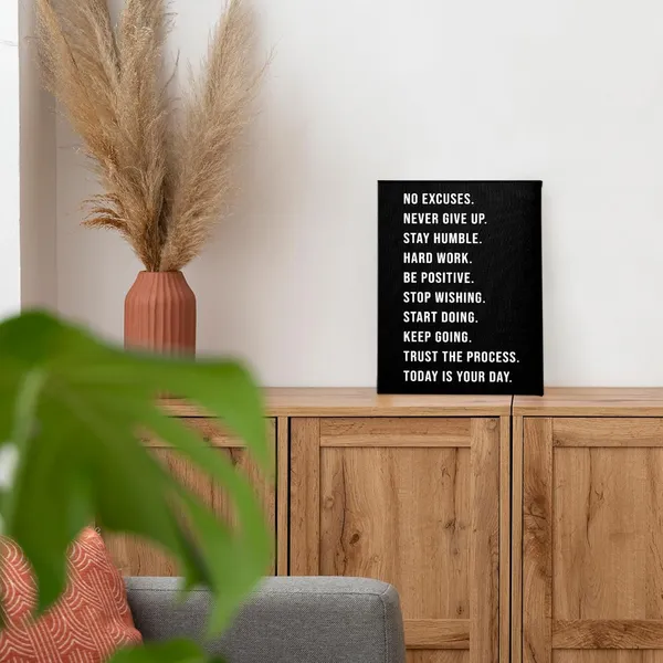 Multicolor_JW_No_Excuses_Never_Give_Up_Inspirational_Workout_Wall_Art,_Motivational_Inspirational_Print_Framed_Canvas_Painting_Artwork_Home_Gym_Yoga_Exercise_Fitness_Room_Office_Decor(11x14_Inch)