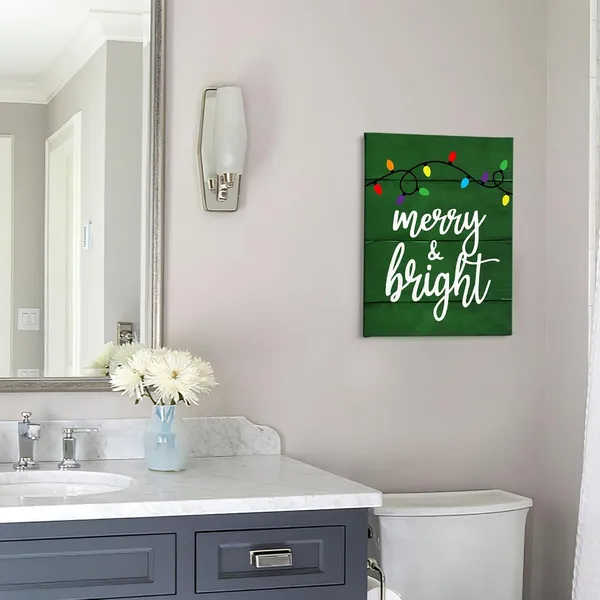 Multicolor_Merry_And_Bright_Wall_Art,Farmhouse_Rustic_Christmas_String_Lights_Red_Festive_Print_Framed_Canvas_Painting_Artwork_Home_Kids_Room_Boys_Girls_Bedroom_Playroom_Nursery_Decor(11x14_Inch)_(green)