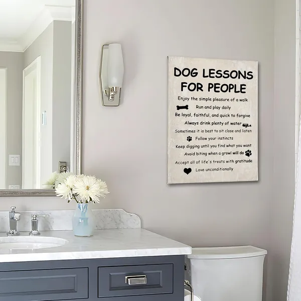Multicolor_Funny_Dog_Lessons_|_For_People_Wall_Art,Funny_Dog_Saying_Print_Framed_Canvas_Painting_Artwork_Home_Bedroom_Living_Room_Girls_Room_Decor_16x24_Inch