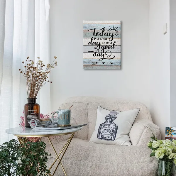 Multicolor_JW_Home_Today_Is_a_Good_Day_To_Have_a_Good_Day_Inspirational_Quotes_Wall_Art,_Rustic_Farmhouse_Motivational_Saying_Print_Framed_Canvas_Painting_Artwork_Home_Bathroom_Room_Office_Decor(11x14_Inch)