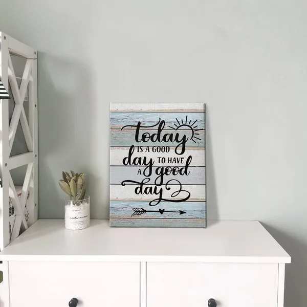 Multicolor_JW_Home_Today_Is_a_Good_Day_To_Have_a_Good_Day_Inspirational_Quotes_Wall_Art,_Rustic_Farmhouse_Motivational_Saying_Print_Framed_Canvas_Painting_Artwork_Home_Bathroom_Room_Office_Decor(11x14_Inch)