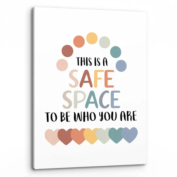 Multicolor_This_Is_A_Safe_Space_To_Be_Who_You_Are_Wall_Art,Boho_Psychologist_Safe_Space_School_Therapist_Office_Print_Framed_Canvas_Painting_Artwork_Home_Counseling_Office_Psychologist_Decor(11x14_Inch)