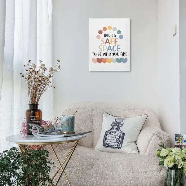 Multicolor_This_Is_A_Safe_Space_To_Be_Who_You_Are_Wall_Art,Boho_Psychologist_Safe_Space_School_Therapist_Office_Print_Framed_Canvas_Painting_Artwork_Home_Counseling_Office_Psychologist_Decor(11x14_Inch)