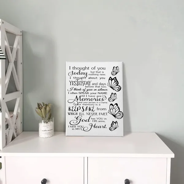 Multicolor_I_Thought_Of_You_Today_But_That_Is_Nothing_New_Butterfly_Wall_Art,Romantic_Love_Saying_Wedding_Memorial_Print_Framed_Canvas_Painting_Artwork_Home_Bedroom_Living_Room_Office_Decor_(11x14_Inch)