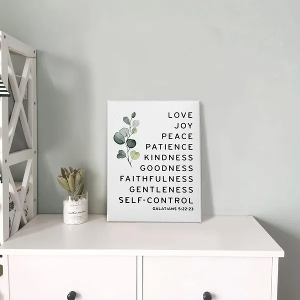 Multicolor_Galatians_5:22-23_Love_Joy_Peace_Patience_Kindness_Goodness_Wall_Art,Christian_Bible_Verse_Scripture_Print_Framed_Canvas_Painting_Artwork_Home_Bathroom_Room_Office_Church_Decor(11x14_Inch)