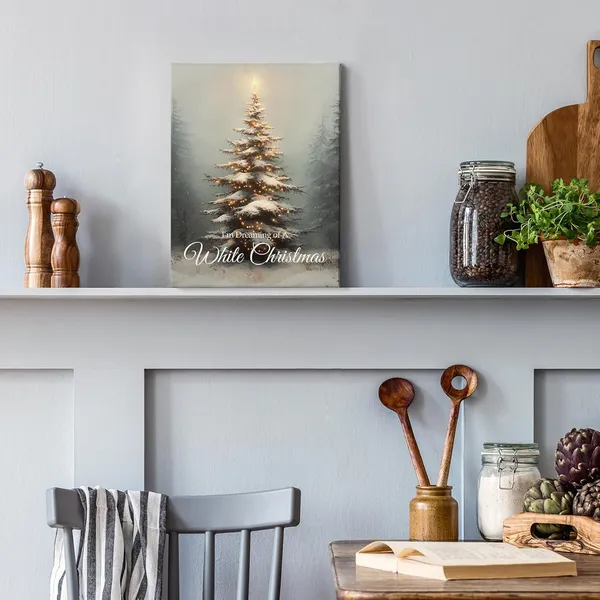 Multicolor_Winter_I'm_Dreaming_of_White_Christmas_Tree_Wall_Art_Decor_Canvas,_Vintage_Farmhouse_Rustic_Festive_Pictures_Wall_Decor_Art_Gifts_|_For_Living_Room_Home,_Muted_Moody_Artwork_|_For_Walls_11x14_inch