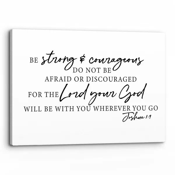 Multicolor_Joshua_1:9_Be_Strong&Courageous_Wall_Art,Christian_Bible_Verse_Scripture_Print_Framed_Canvas_Painting_Artwork_Home_Bathroom_Room_Office_Church_Decor(14x11_Inch)