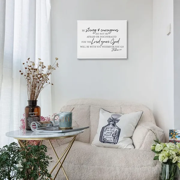 Multicolor_Joshua_1:9_Be_Strong&Courageous_Wall_Art,Christian_Bible_Verse_Scripture_Print_Framed_Canvas_Painting_Artwork_Home_Bathroom_Room_Office_Church_Decor(14x11_Inch)