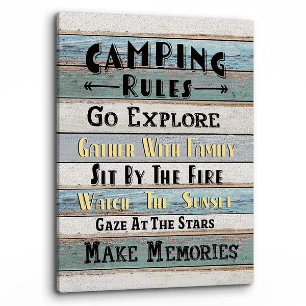Multicolor_Funny_Camping_Rules_Quote_Wall_Art,_Farmhouse_Rustic_Camping_Rules_Camper_Signs_Print_Framed_Canvas_Painting_Artwork_RV_Home_Room_Decor_(11x14_Inch)