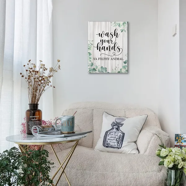 Multicolor_Bathroom_Wash_Your_Hands_Ya_Filthy_Animal_Eucalyptus_Leaf_Canvas_Wall_Art,_Funny_Toilet_Bathroom_Print_Framed_Canvas_Painting_Artwork_Home_Bathroom_Restroom_Kitchen_Decor(11x14_Inch)