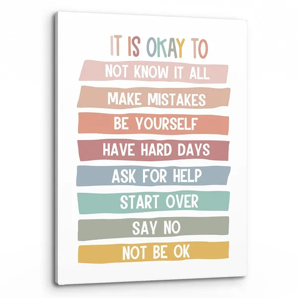 Multicolor_It's_Okay_To_Not_Be_Okay_Wall_Art,Inspirational_Quote_School_Counselor_Therapy_Office_Print_Framed_Canvas_Painting_Artwork_Classroom_Bedroom_Counseling_Office_Psychologist_Decor(11x14_Inch)