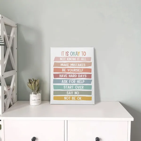 Multicolor_It's_Okay_To_Not_Be_Okay_Wall_Art,Inspirational_Quote_School_Counselor_Therapy_Office_Print_Framed_Canvas_Painting_Artwork_Classroom_Bedroom_Counseling_Office_Psychologist_Decor(11x14_Inch)