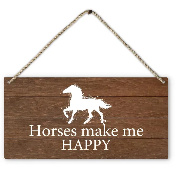 Multicolor_Horses_Make_Me_Happy_Sign_Wood_Plaque_Sign_Hanging_Door_Wall_Decor,_Gifts_|_For_Horse_Lovers_women_girls,_Horse_Decor_|_For_Girls_Room,_horse_decor_|_For_home_12x6_Inches_Home_D??or_Accents