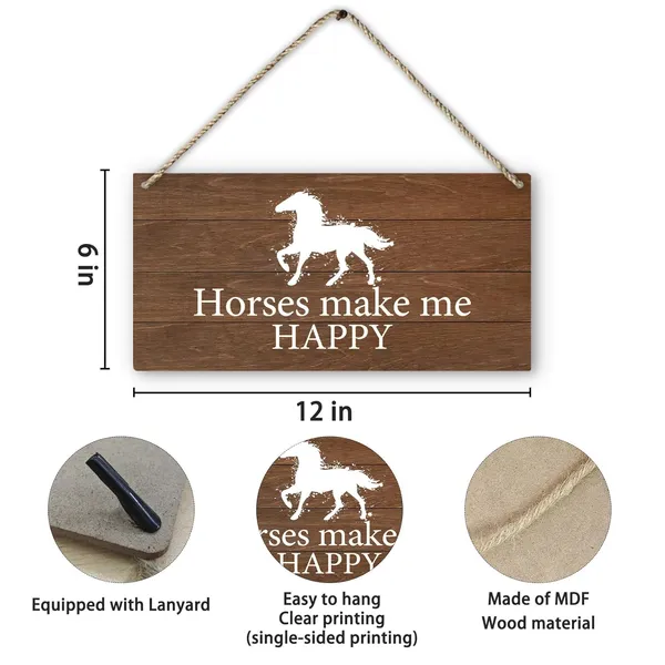 Multicolor_Horses_Make_Me_Happy_Sign_Wood_Plaque_Sign_Hanging_Door_Wall_Decor,_Gifts_|_For_Horse_Lovers_women_girls,_Horse_Decor_|_For_Girls_Room,_horse_decor_|_For_home_12x6_Inches_Home_D??or_Accents